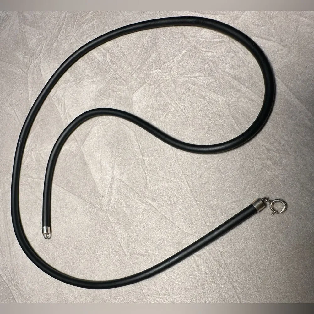20” Black Cord Necklace - Unisex | 925 Silver Clasp | Minimalist | Great…